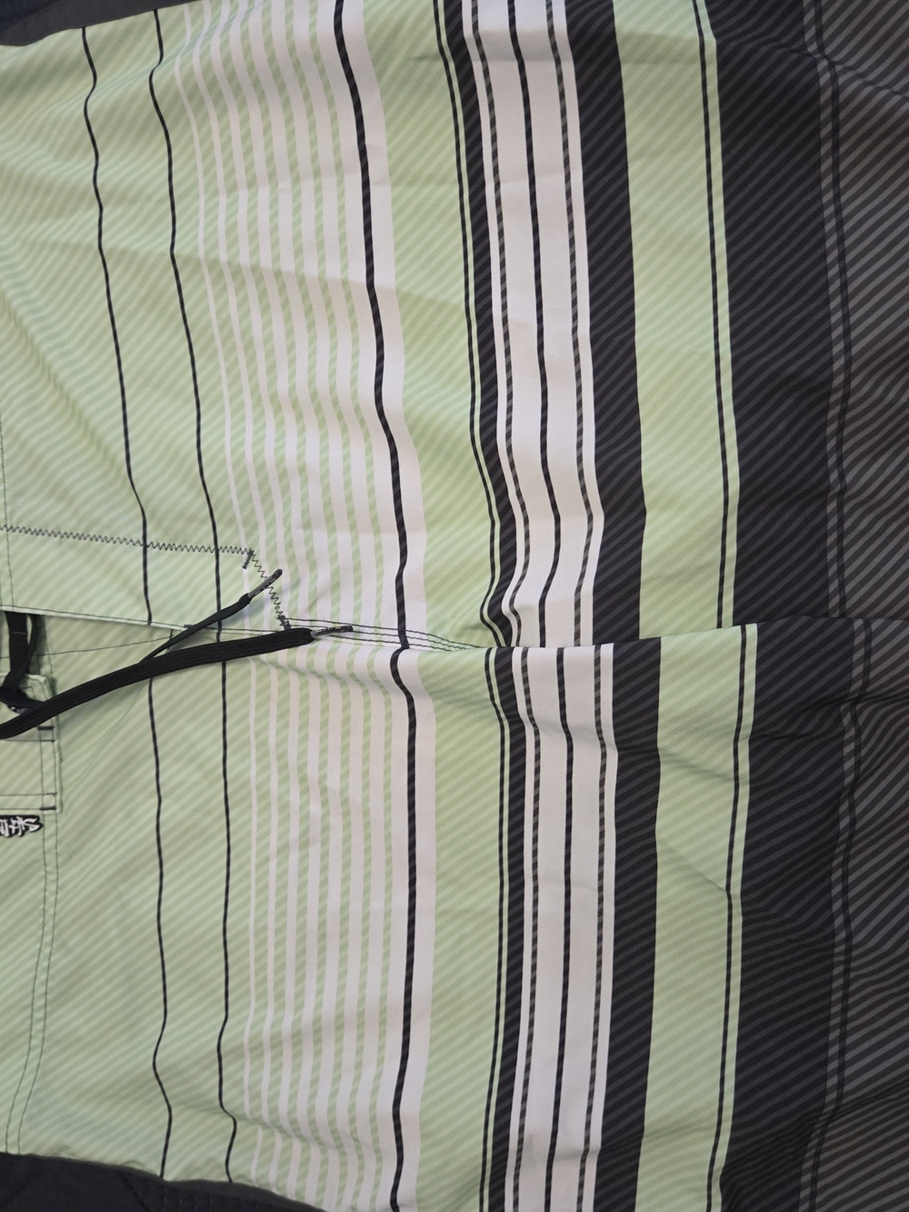 Salt Life Light Green, Black & White Striped Board Shorts